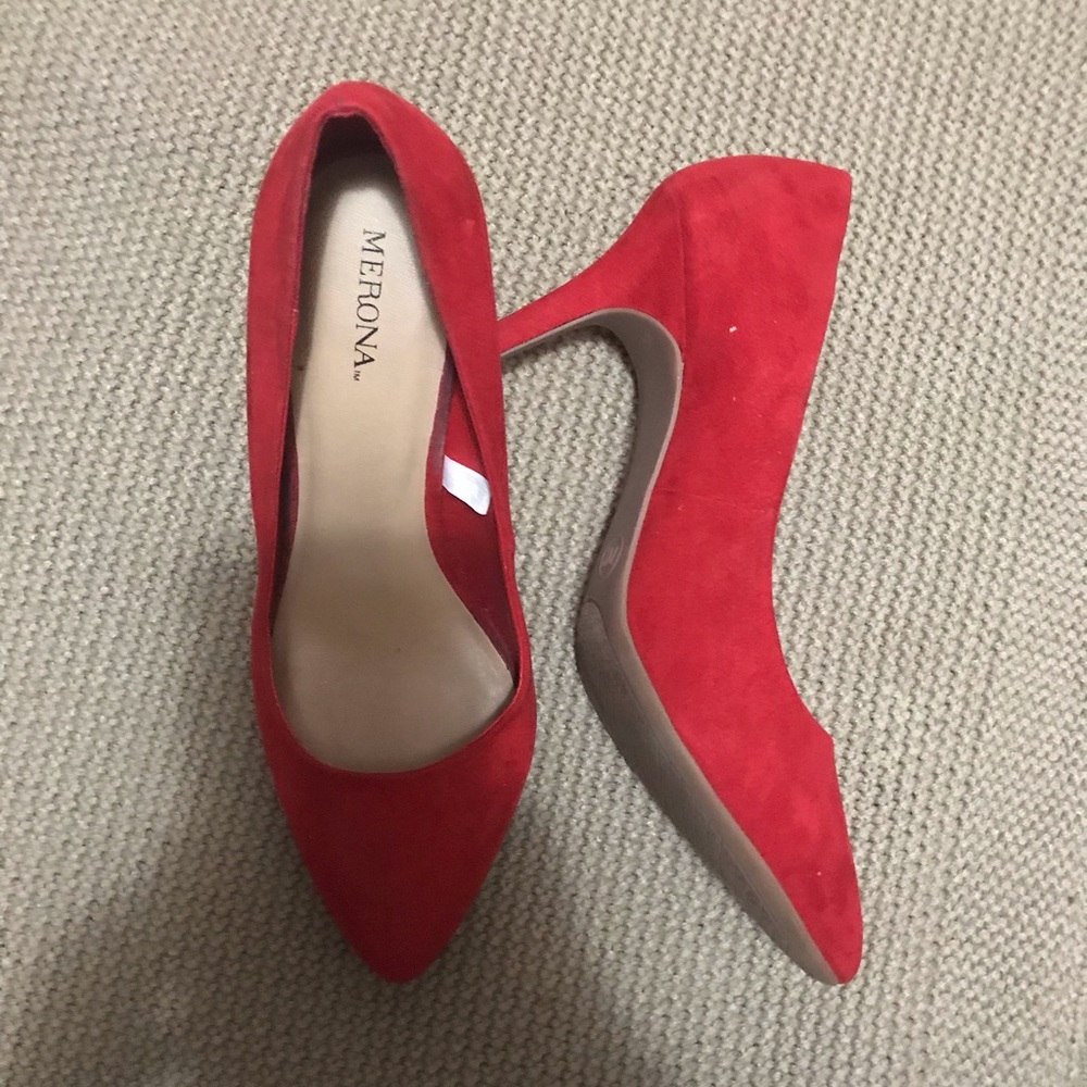 Red Suede Pumps